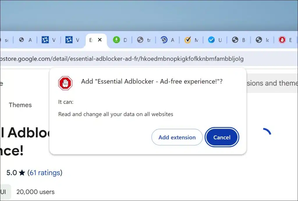 Essential AdBlocker permission