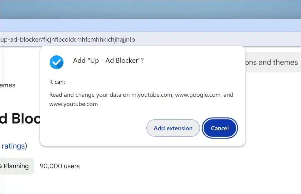 Up - Ad Blocker permission