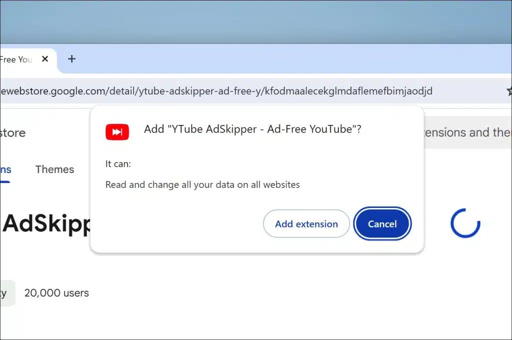 YTube AdSkipper permission