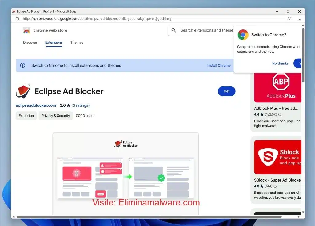 Extensión de navegador Eclipse Ad Blocker malware